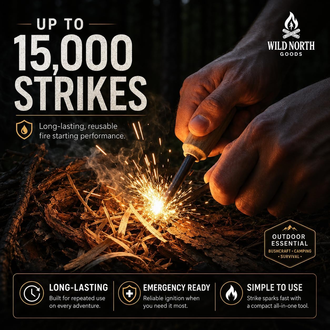 Fire Starter Kit - Ferro Rod, Striker, Tinder Rope, Bellow & Bag