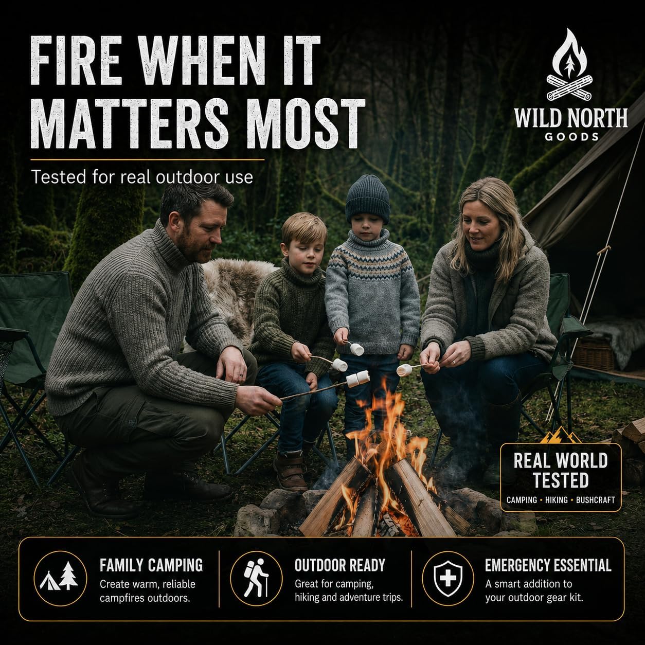 Fire Starter Kit - Ferro Rod, Striker, Tinder Rope, Bellow & Bag