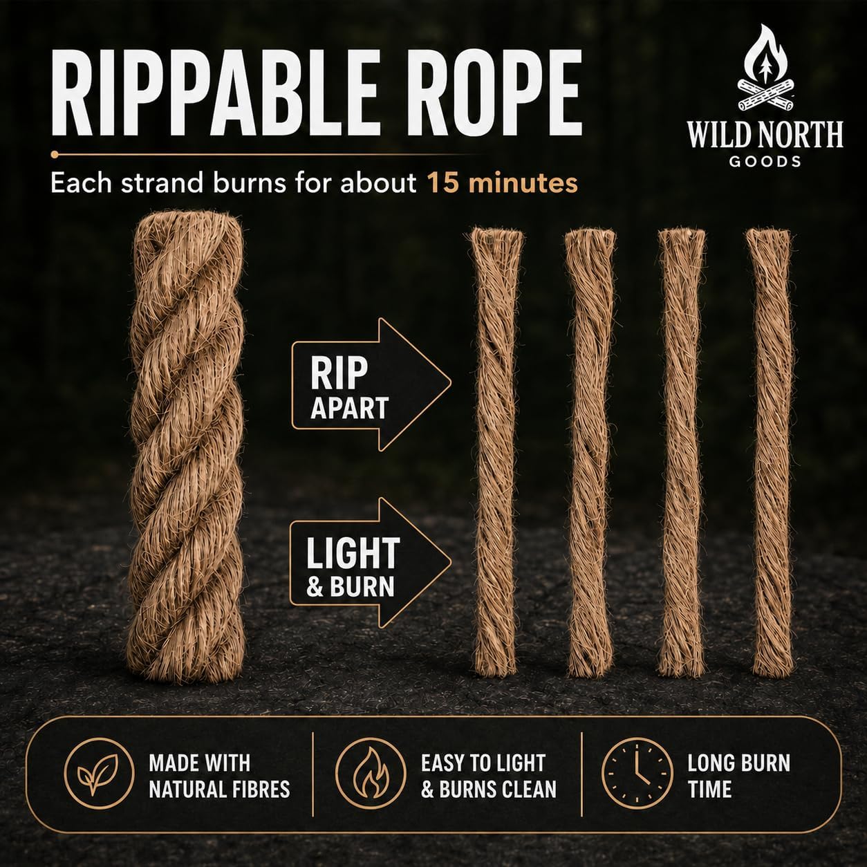 Fire Starter Kit - Ferro Rod, Striker, Tinder Rope, Bellow & Bag